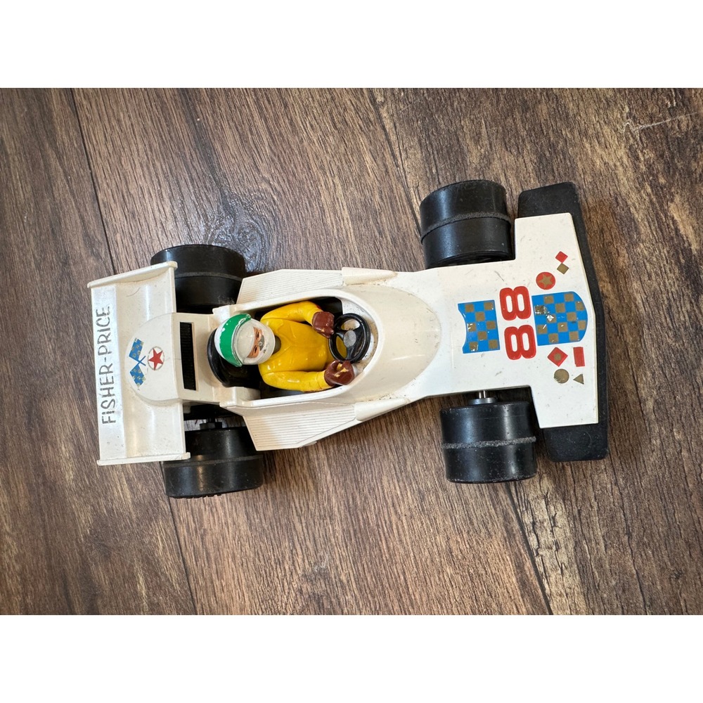 Fisher Price Race Car Toy with Driver Vintage‎ White Number 88